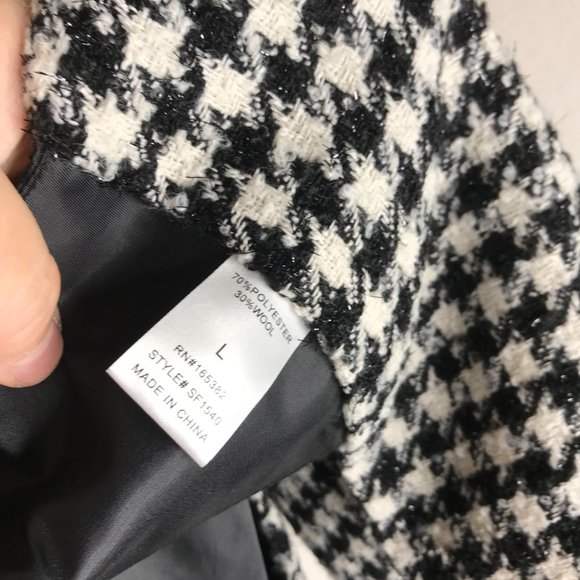 NWT SIX/FIFTY Women's Wrens Wool Blend Cape Black/Ivory Hounds Tooth ~ Size L - Picture 6 of 7